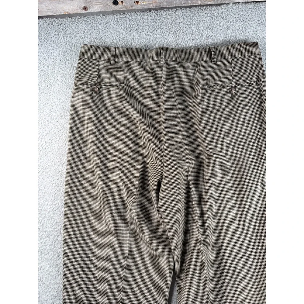 VTG Polo Ralph Lauren Pants Mens 36x26 Beige Houndstooth Cuffed Pleated 80s